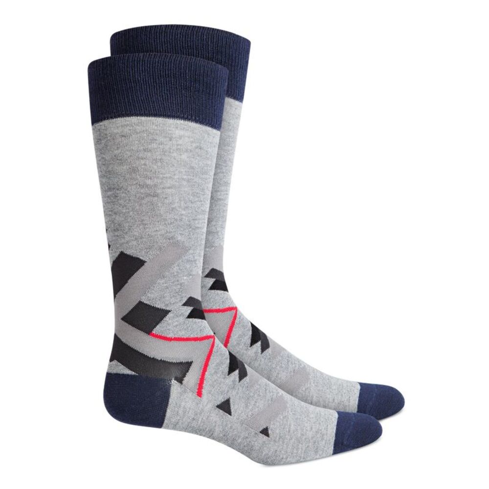 ALFATECH BY ALFANI Gray Patterned Dress Crew Socks 7-12